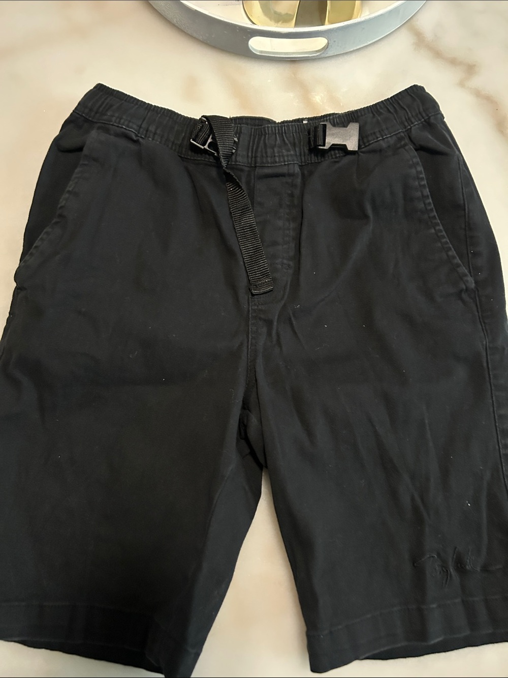Tony Hawk Black Kids Elastic-Waist Shorts with Webbing Belt